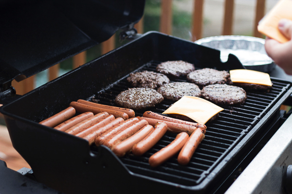 Grilling burgers and hotdogs