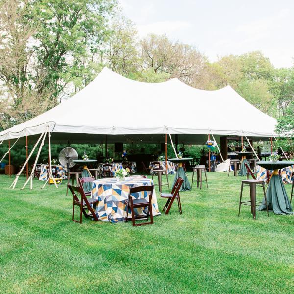 Tent with tables and chairs