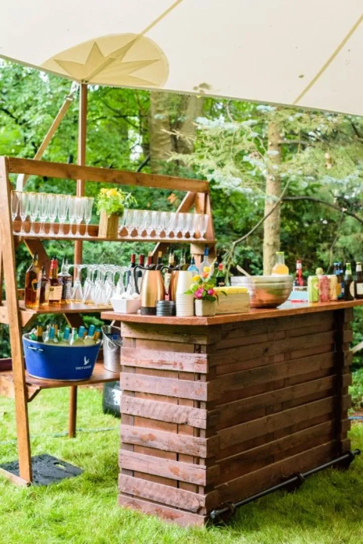 back bar wooden with shelves