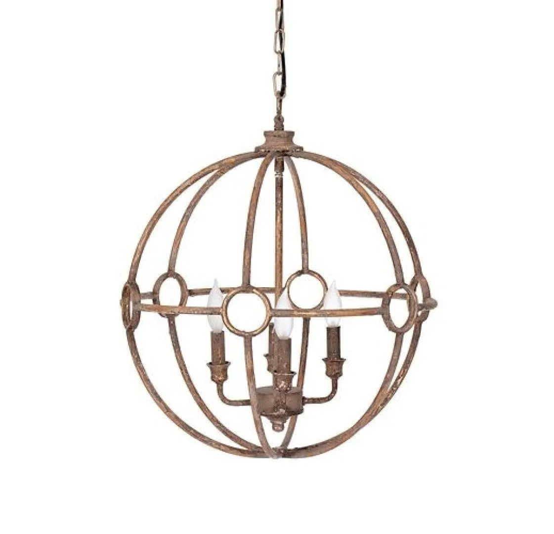 Gold Distressed Globe Chandelier