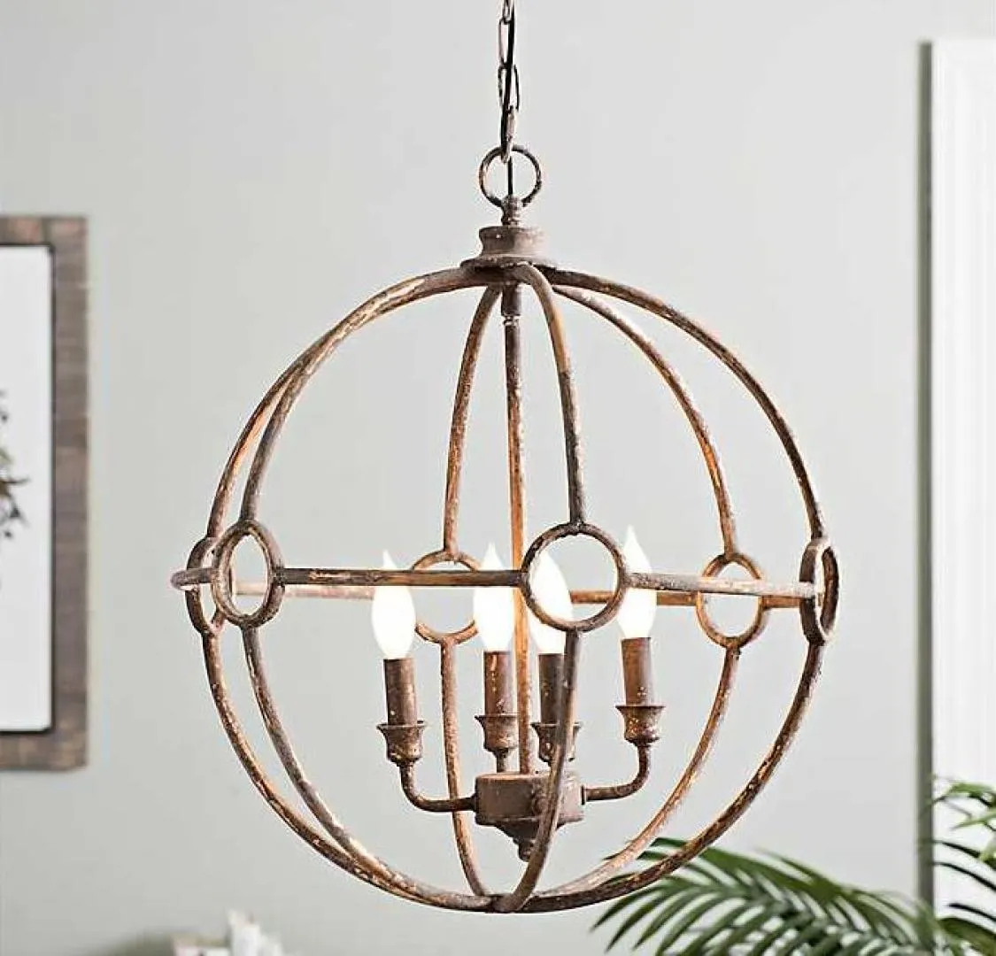 Gold Distressed Globe Chandelier - Image 2
