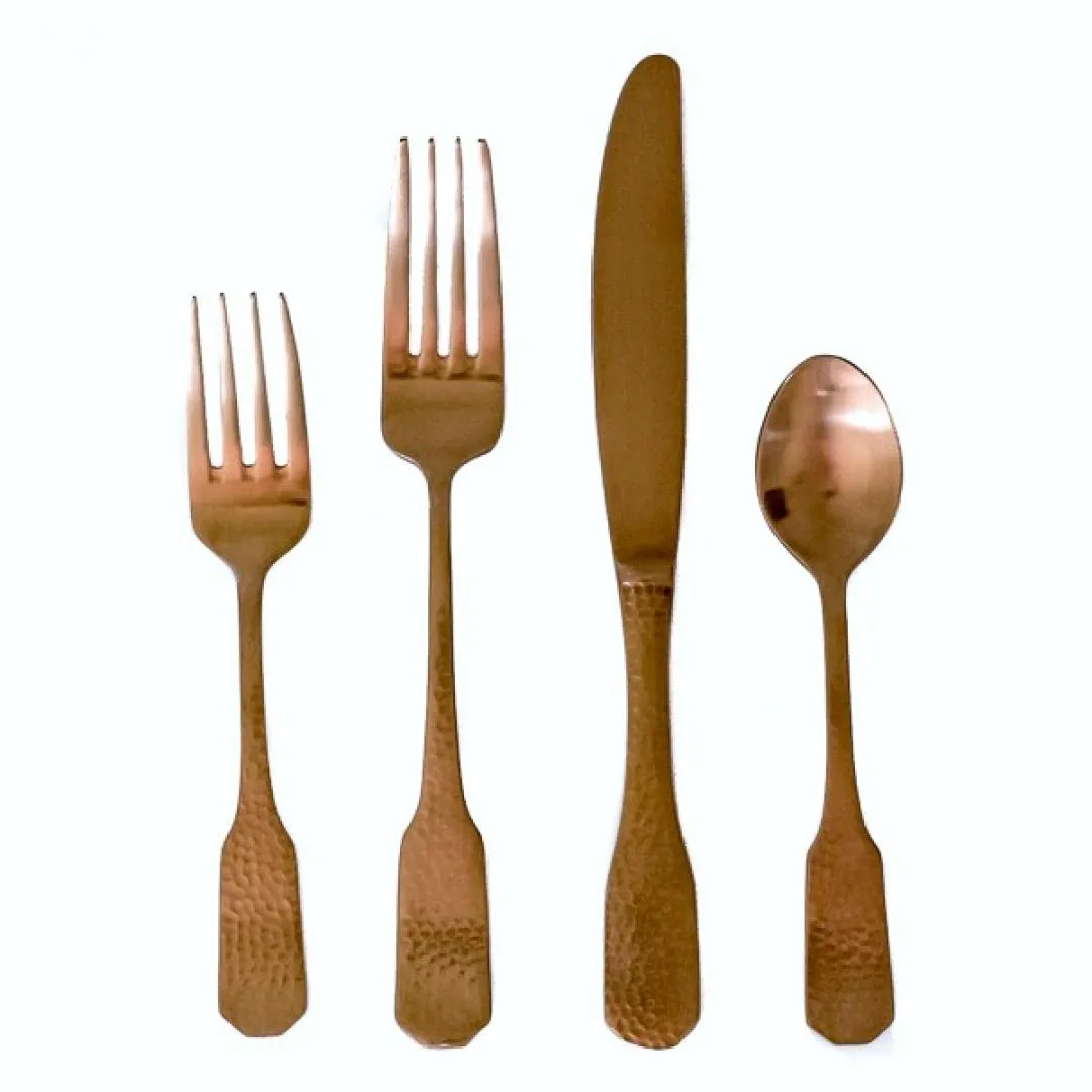 Matte Copper Hammered Flatware