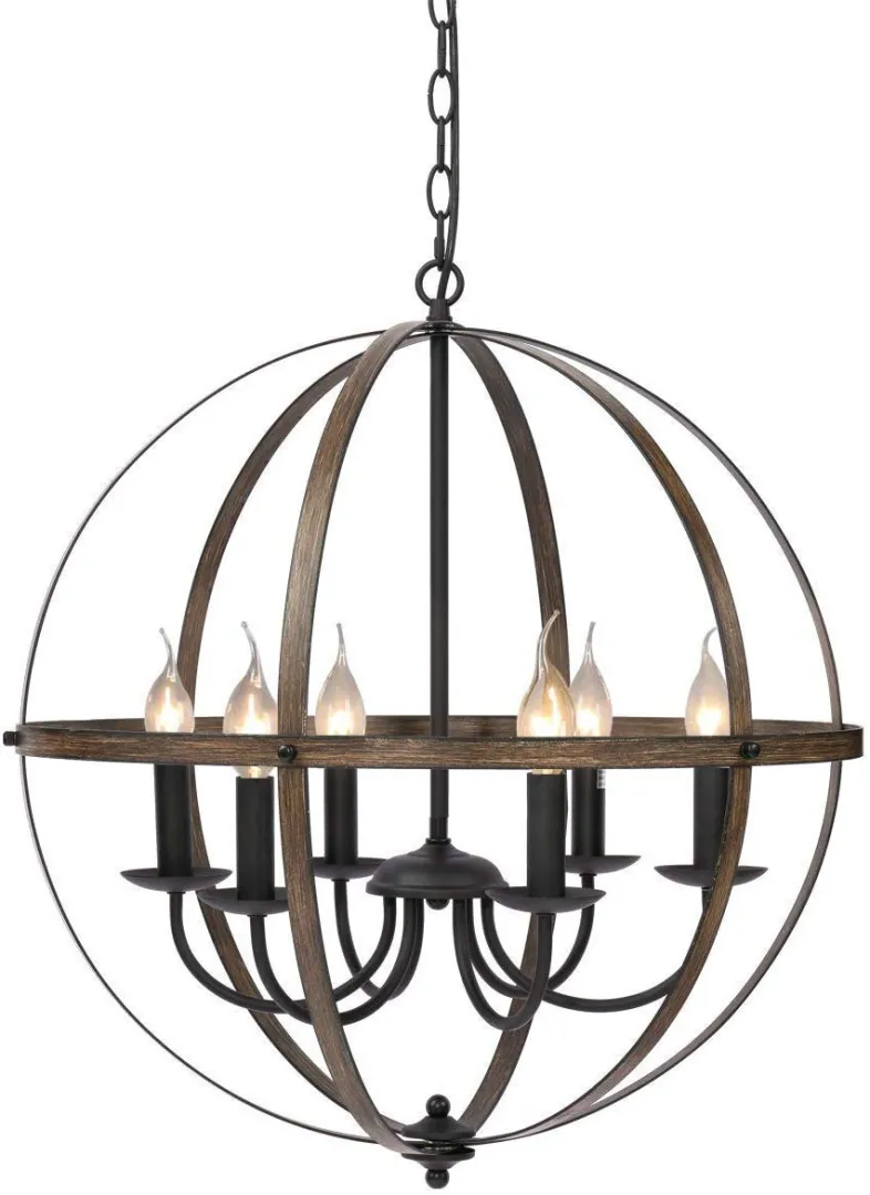 Rustic Metal Globe Chandelier 24"