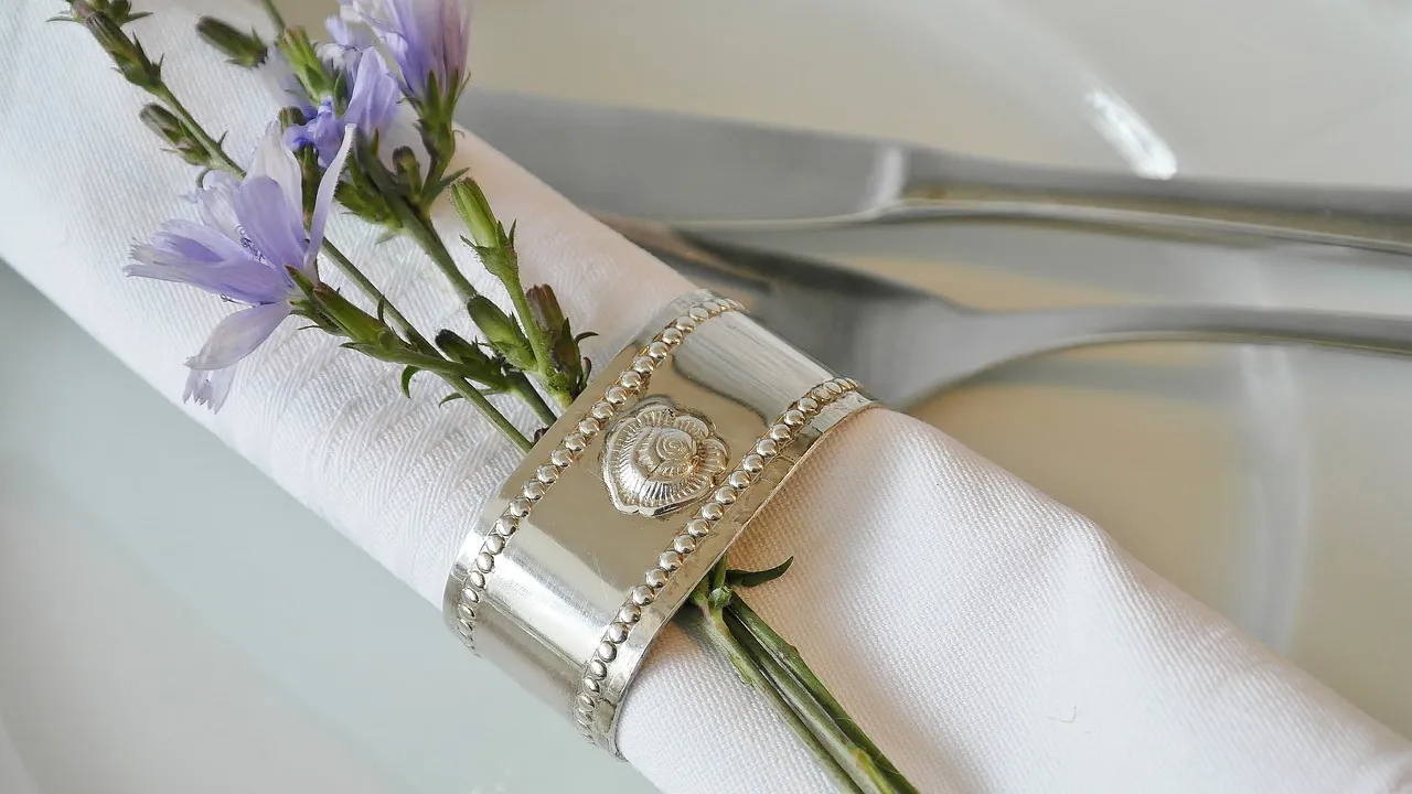 Place Setting Napkin and Silver Ring