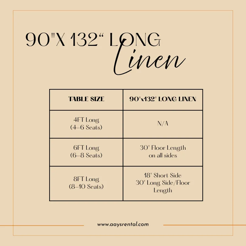 90x132 long linen size guide