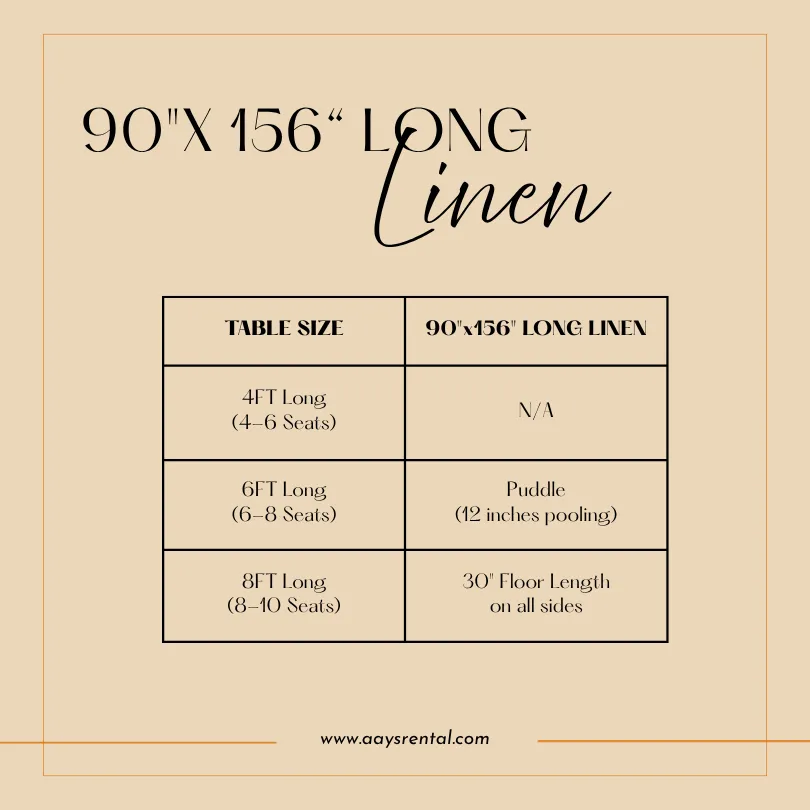 90x156 long linen size guide