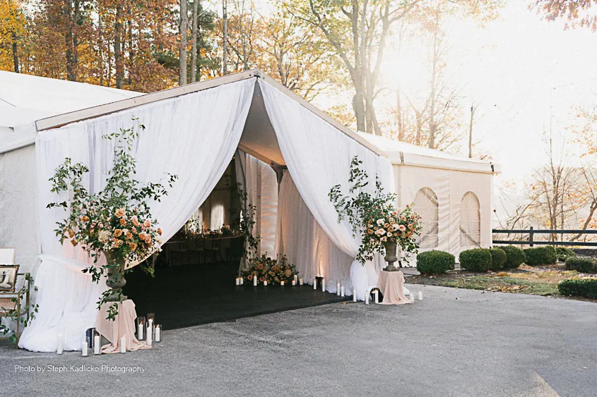 draped tent entry